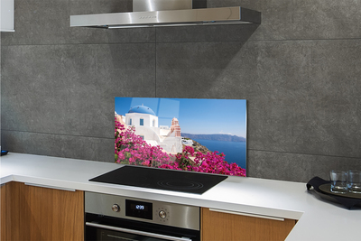 Panel szklany do Kuchni Kwiatowy Zakątek nad Morzem