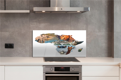 Panel szklany do Kuchni Dzika Fauna: Zebra, Żyrafa i Tygrys