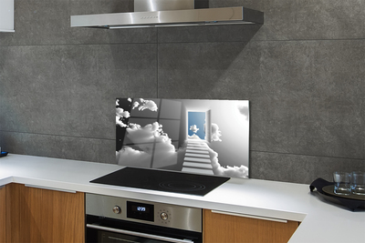 Panel szklany do Kuchni Schody do Drzwi w Chmurach