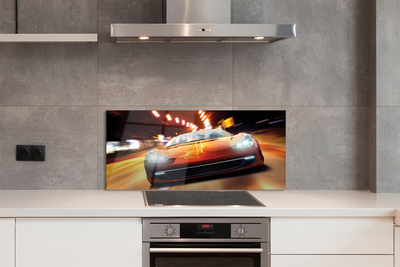 Panel szklany do Kuchni Sportowe Auto w Nocnym Mieście