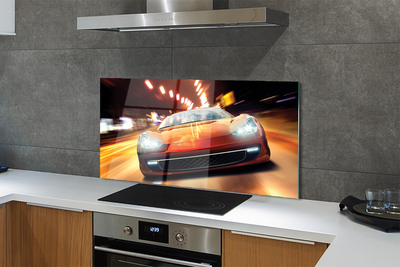 Panel szklany do Kuchni Sportowe Auto w Nocnym Mieście