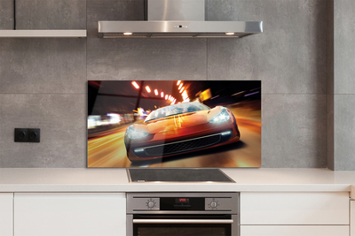 Panel szklany do Kuchni Sportowe Auto w Nocnym Mieście