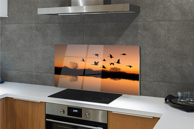 Szkło do Kuchni na Ścianę Lot Ptaków o Zachodzie Słońca