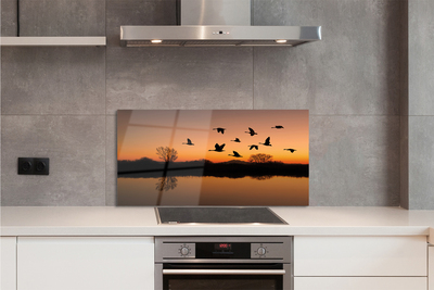Szkło do Kuchni na Ścianę Lot Ptaków o Zachodzie Słońca