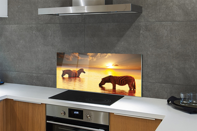 Szklany Panel Zebry przy Wodopoju o Zmierzchu