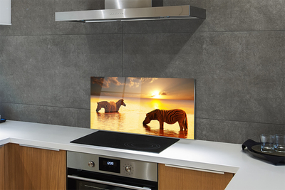 Szklany Panel Zebry przy Wodopoju o Zmierzchu