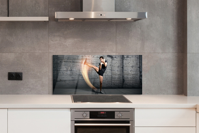 Szkło do Kuchni na Ścianę Kobieta Trenująca Fitness