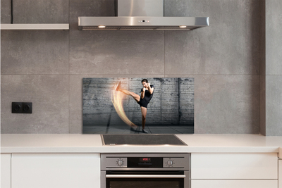 Szkło do Kuchni na Ścianę Kobieta Trenująca Fitness