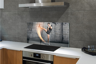 Szkło do Kuchni na Ścianę Kobieta Trenująca Fitness