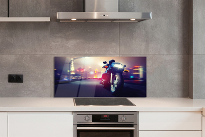 Szkło do Kuchni na Ścianę Motocykl w Miejskiej Scenerii