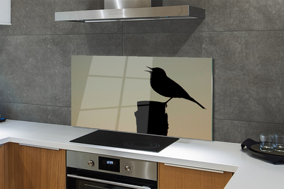 Szkło do Kuchni na Ścianę Sylwetka Czarnego Ptaka