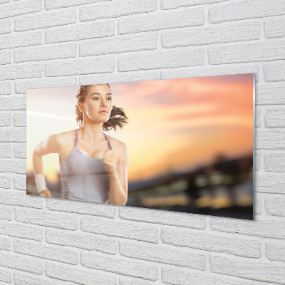 Szkło do Kuchni na Ścianę Kobieta na tle Nieba