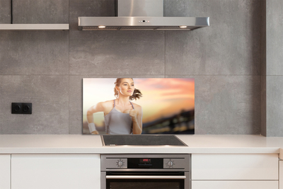 Szkło do Kuchni na Ścianę Kobieta na tle Nieba