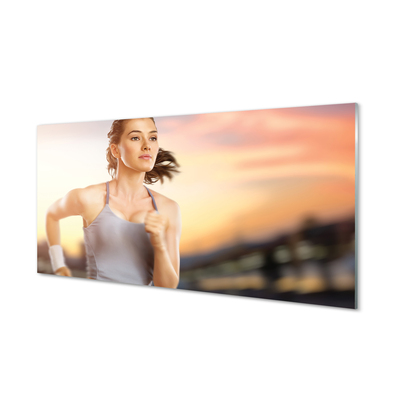 Szkło do Kuchni na Ścianę Kobieta na tle Nieba