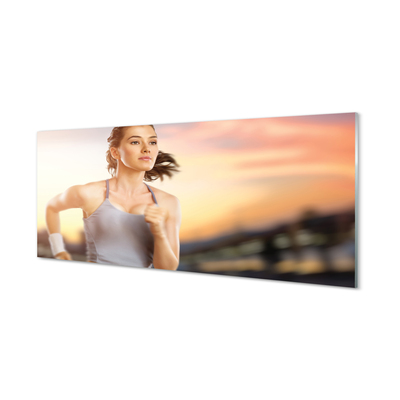 Szkło do Kuchni na Ścianę Kobieta na tle Nieba