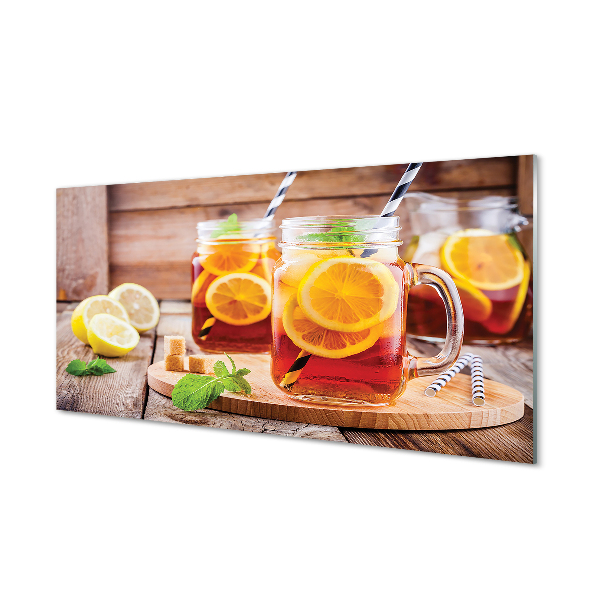 Szklany Panel Herbata na zimno słomki cytrus