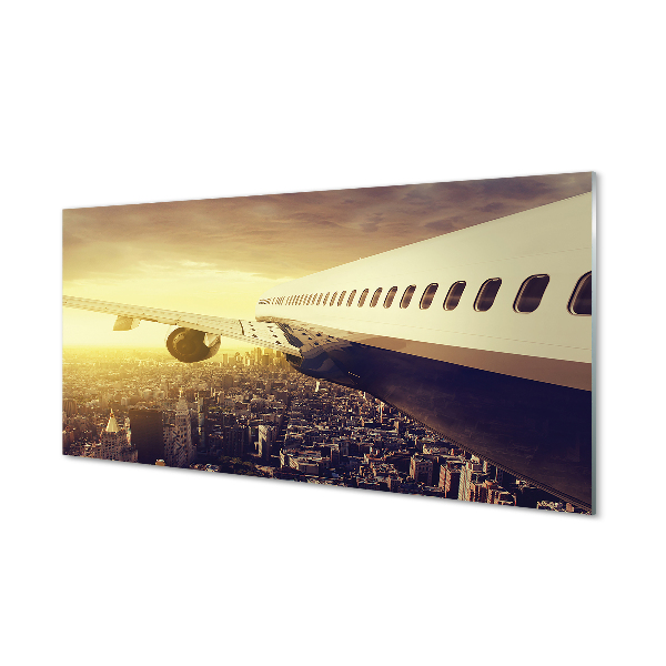 Panel nad Blat Kuchenny Samolot nad Miastem o Zachodzie