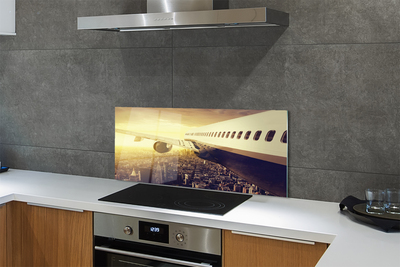 Panel nad Blat Kuchenny Samolot nad Miastem o Zachodzie