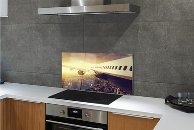 Panel nad Blat Kuchenny Samolot nad Miastem o Zachodzie