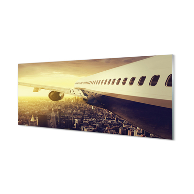 Panel nad Blat Kuchenny Samolot nad Miastem o Zachodzie