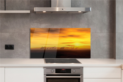 Szklany Panel Żyrafy pod Rozłożystym Drzewem