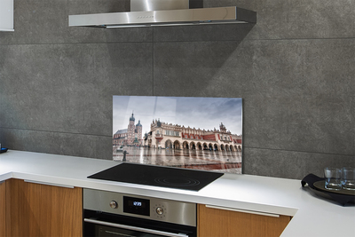 Panel szklany do Kuchni Deszczowy Kraków: Sukiennice i Kościół