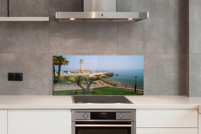 Panel Kuchenny Szklany Latarnia Morska na Skalistym Brzegu