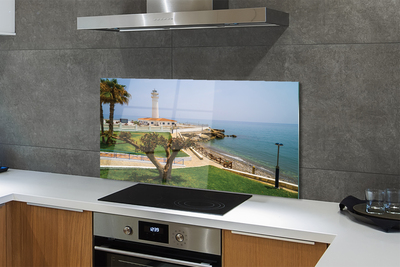 Panel Kuchenny Szklany Latarnia Morska na Skalistym Brzegu