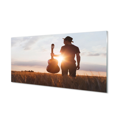 Szklany Panel Muzyk z Gitarą