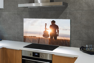 Szklany Panel Muzyk z Gitarą