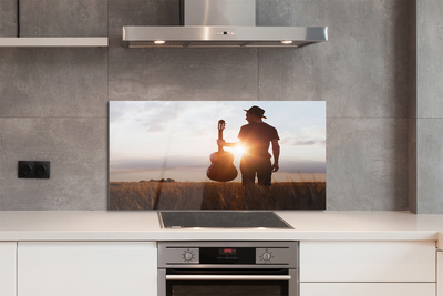 Szklany Panel Muzyk z Gitarą