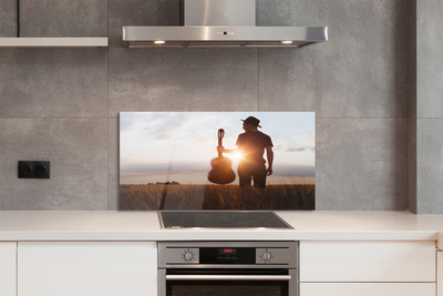 Szklany Panel Muzyk z Gitarą