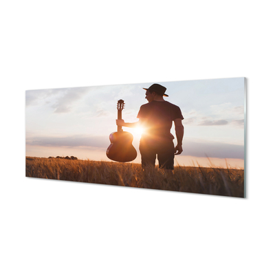 Szklany Panel Muzyk z Gitarą