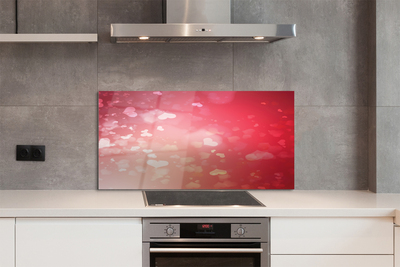 Panel szklany do Kuchni Miłosne Serca na Czerwonym Tle