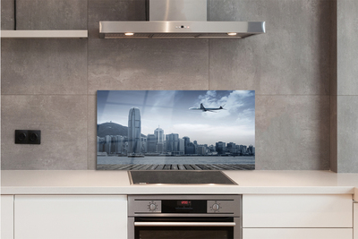 Panel nad Blat Kuchenny Samolot nad Miejskimi Chmurami