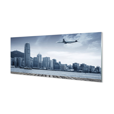 Szklany Panel Samolot miasto chmury