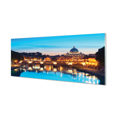 Panel Szklany Rzym Zachód słońca rzeka mosty