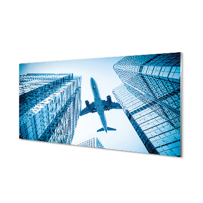 Szklany Panel Budynki samolot niebo