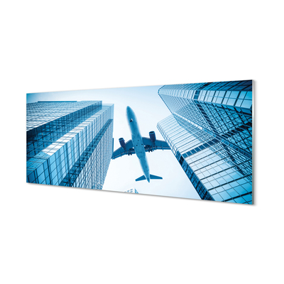 Szklany Panel Budynki samolot niebo