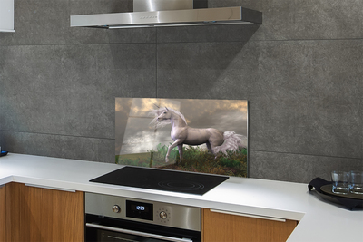 Szkło do Kuchni na Ścianę Magiczny Jednorożec w Obłokach