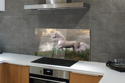 Szkło do Kuchni na Ścianę Magiczny Jednorożec w Obłokach