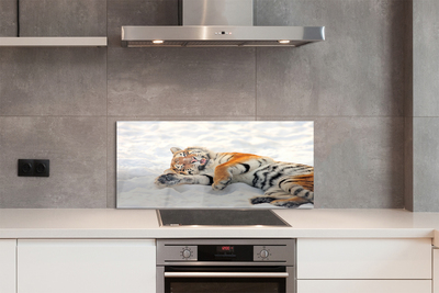 Szklany Panel Zimowy Portret Tygrysa