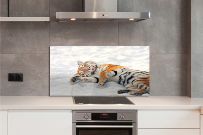 Szklany Panel Zimowy Portret Tygrysa