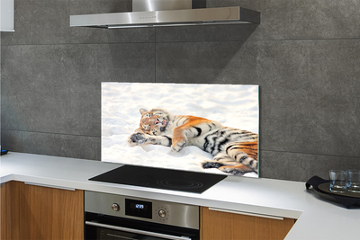 Szklany Panel Zimowy Portret Tygrysa