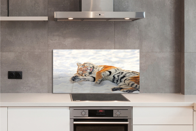 Szklany Panel Zimowy Portret Tygrysa