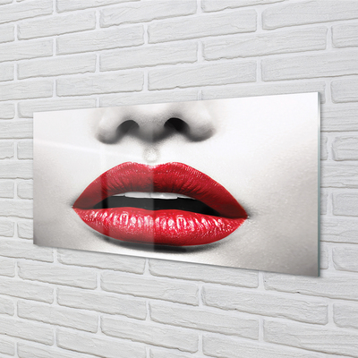 Szklany Panel Czerwone usta nos kobieta