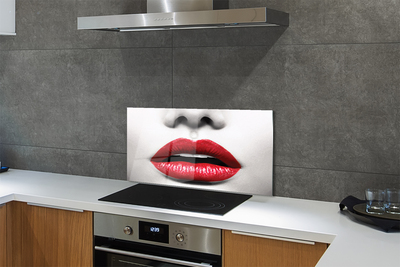 Szklany Panel Czerwone Usta i Nos Kobiety