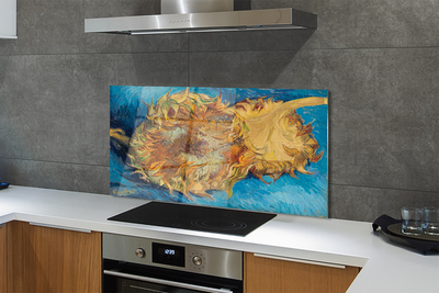 Szkło do Kuchni na Ścianę Dwa Ścięte Słoneczniki - Van Gogh