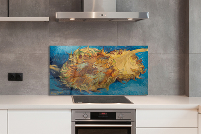 Szkło do Kuchni na Ścianę Dwa Ścięte Słoneczniki - Van Gogh