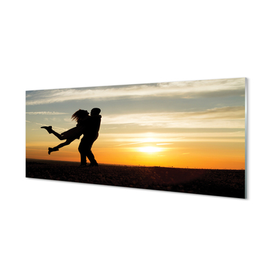 Panel szklany do Kuchni Ludzie na tle Wieczornych Chmur